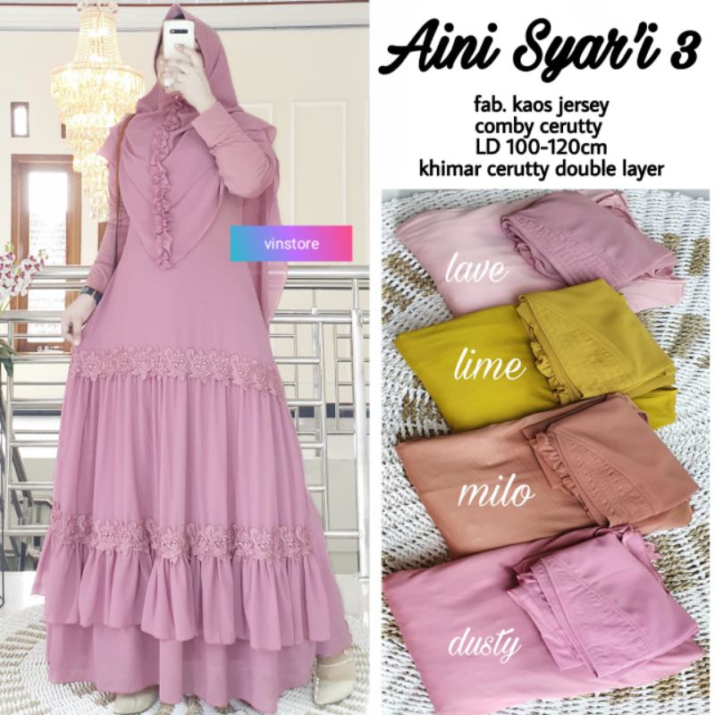 (BISA COD) AINI SYAR'I 3 • GAMIS SYARI WANITA ORI VINSTORE