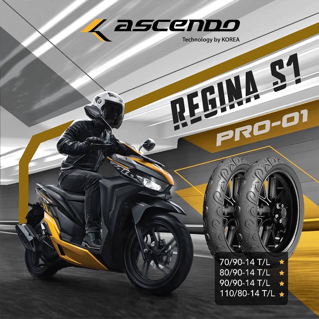 Ban Motor ASCENDO 80/90-14 PR001 REGINA S1 Tubeless Ring 14