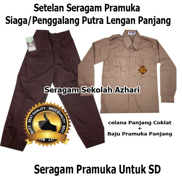 SETELAN SERAGAM PRAMUKA SD LAKI LAKI LENGAN PANJANG-SERAGAM PRAMUKA SD LAKI LAKI-SERAGAM SEKOLAH SD 