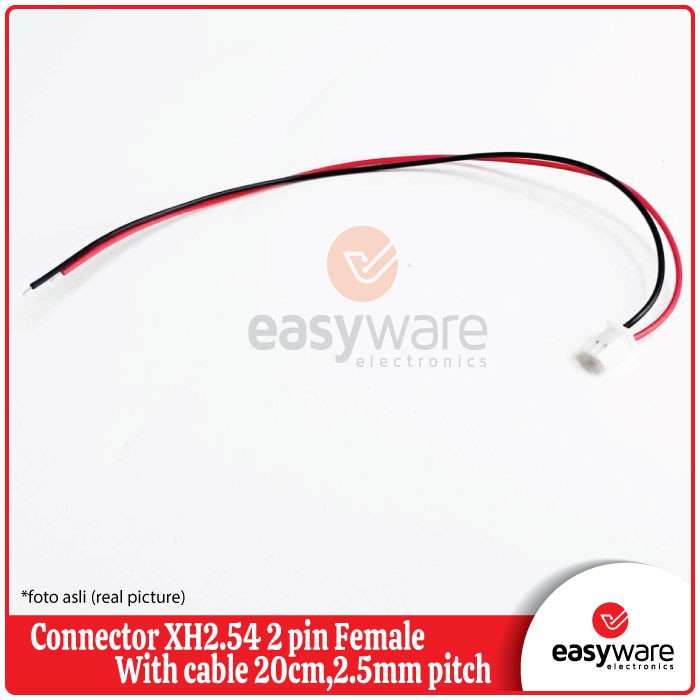 Connector XH2.54 2 pin female with cable 20cm