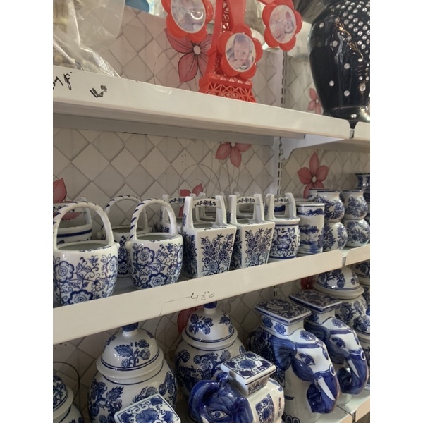 RANDOM PAJANGAN MINI BIRU GUCI BIRU MINI PAJANGAN HARGA SATUAN TIDAK SET (FREE PACKING KAYU)