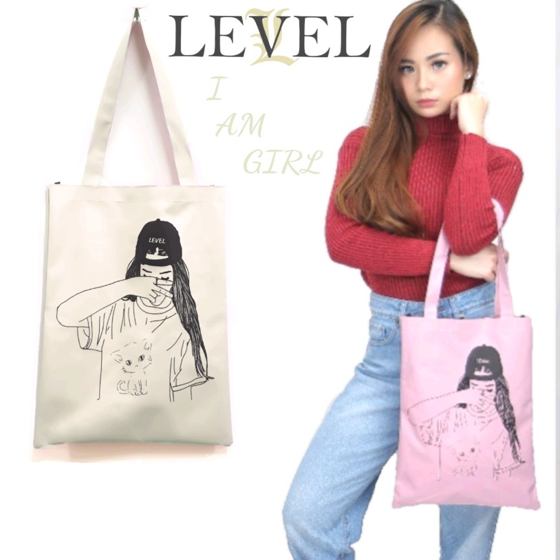 TAS TOTE WANITA - I AM GIRL ALA KOREA - WATERPROOF - TAS FASHION WANITA