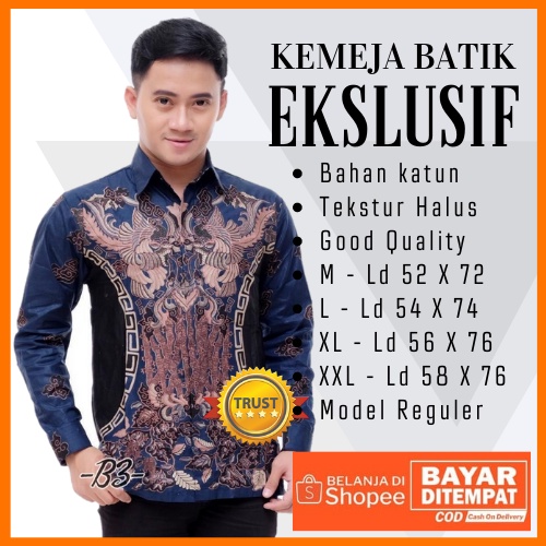 Batik Lengan Panjang Seragam Batik Pria  Batik Lengan Panjang Pria size M L XL XXL model Reguler