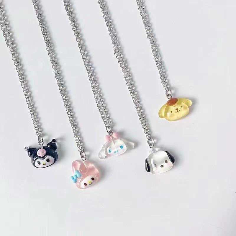 Sanrio Kalung Rantai Panjang Dengan Liontin Batu Giok Model Kartun My Melody Untuk Wanita