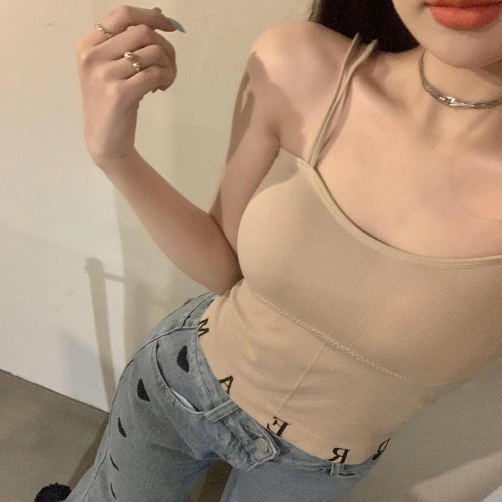Feminin Tank Top Bra Import Korea Tali Double Inner Tangtop Panjang Elastis-7