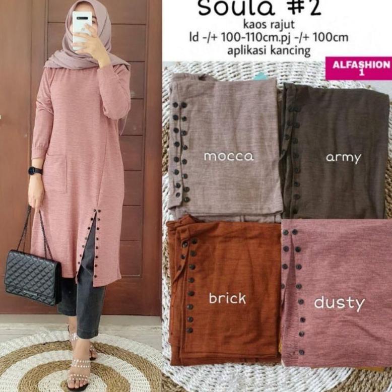 Soula Tunik / Tunik Kaos Rajut Ld100 Melar / Kiwi Tunik / Aiko Tunik / R.12 - 199