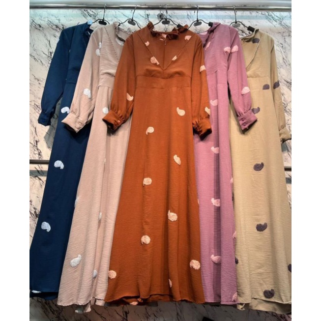 New dress/gamis lesti pompom premium