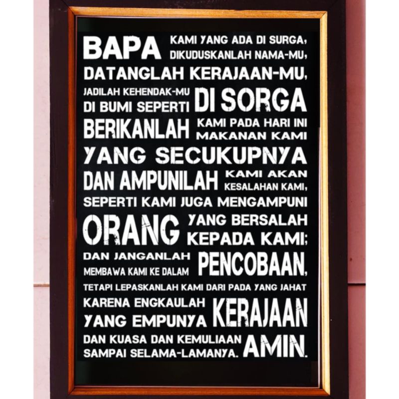 hiasan dinding poster doa bapa kami Yesus Kristus plus figura ukuran 53x35