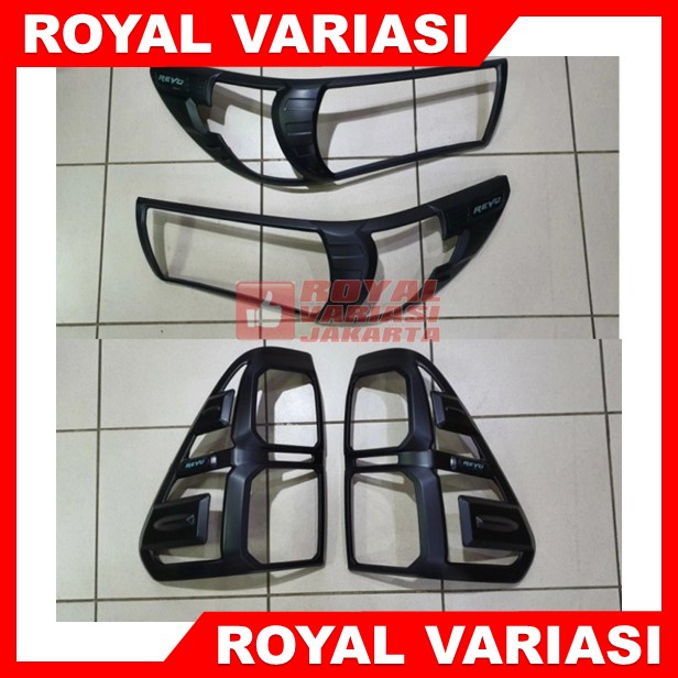 Garnish Lampu Depan Belakang HILUX 2021 Hitam Lis Lampu Cover