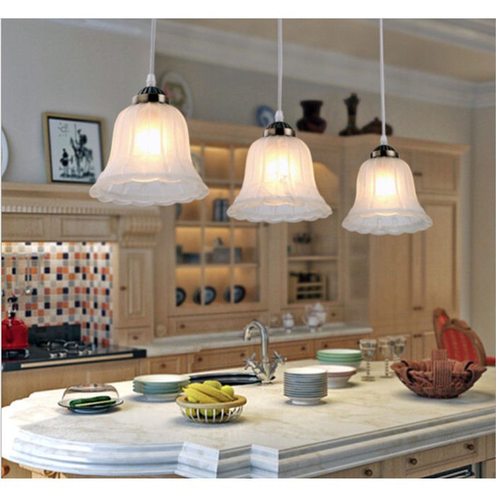 Simple Dining Chandelier Glass Lamp / Lampu Hias Gantung Ruang Makan Tamu