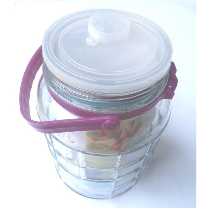 Toples Kaca Kedap Udara dengan Handle 3 Liter - UNGU
