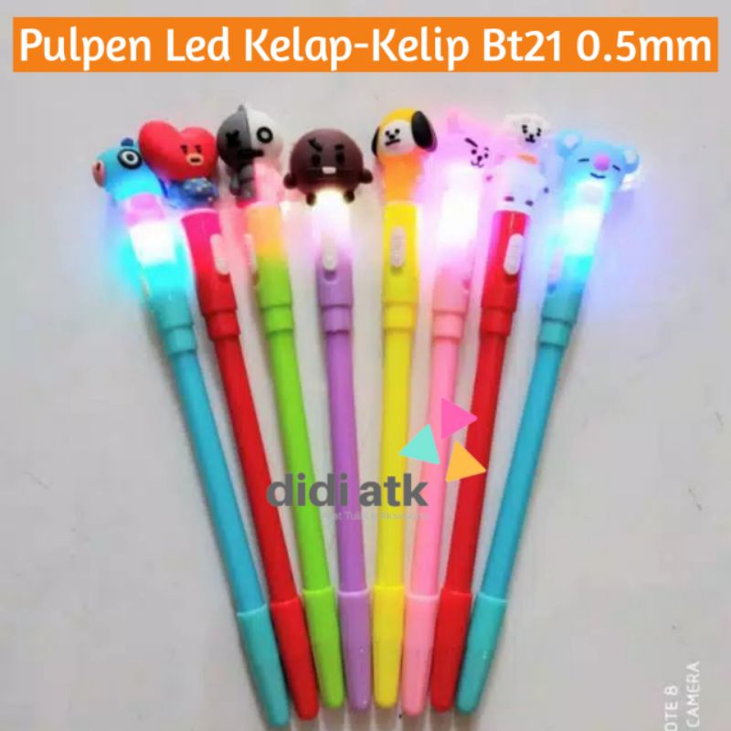 

Pulpen Pena Gel Karakter Bts & Bt21 0.38mm 12 Pcs