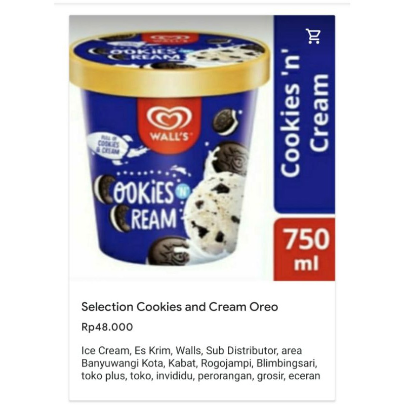 

Ice Cream / Es Krim Walls Selection Oreo Cookies and Cream Banyuwangi