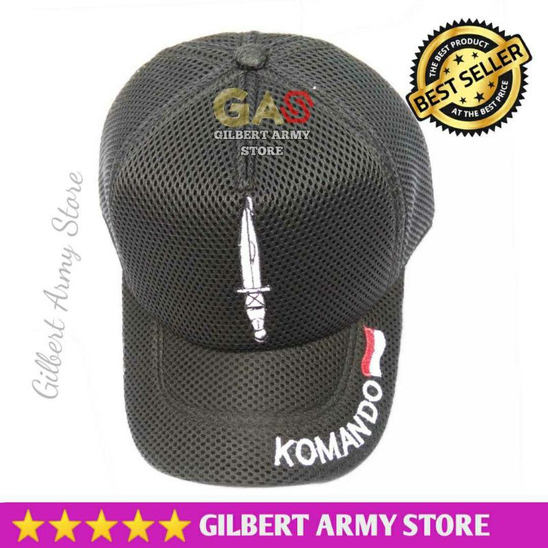 topi komando jala hitam kualitas premium murah Gilbert Army Store topi Army komando Kopassus hitam