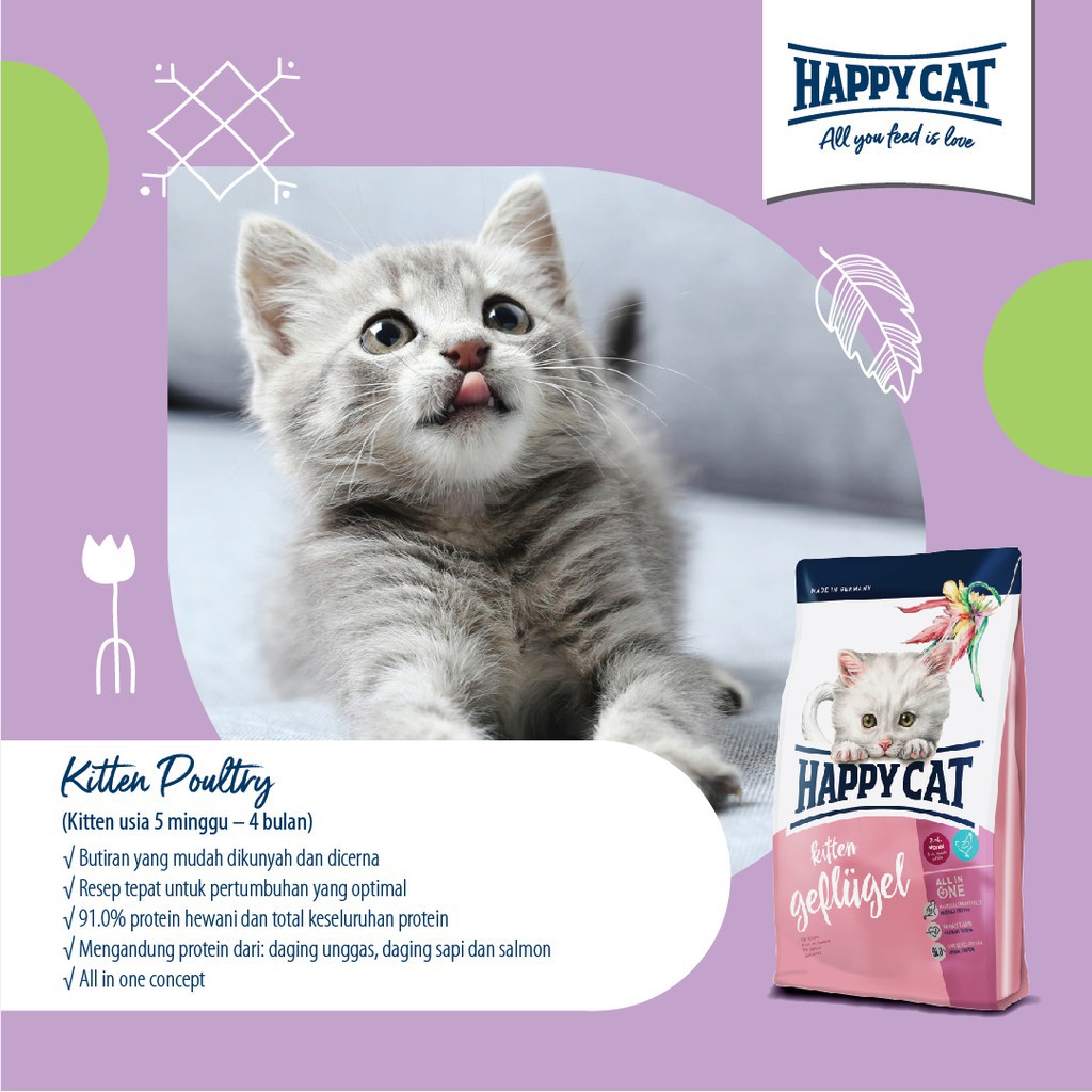 Happy Cat Kitten Poultry 1 4kg Shopee Indonesia