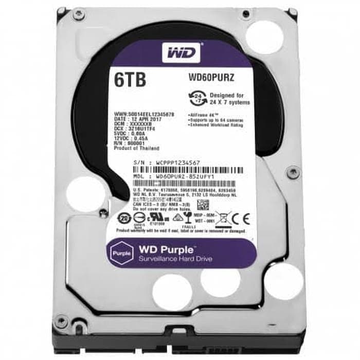 Harddisk WD Purple 6TB 3.5 Inch Sata Khusus CCTV (HDD WDC 6TB Purple)