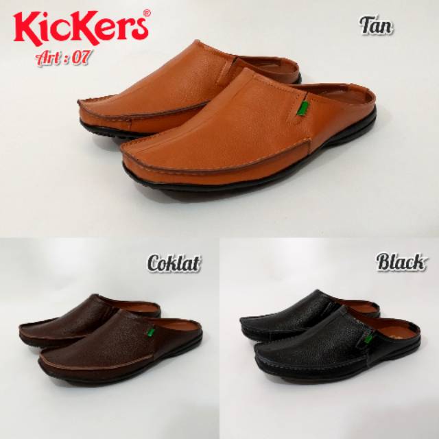 Sepatu slop Kickers 07 Kulit Asli -  Sepatu Pantofel Pria - Sepatu Pria Kickers Kulit Asli