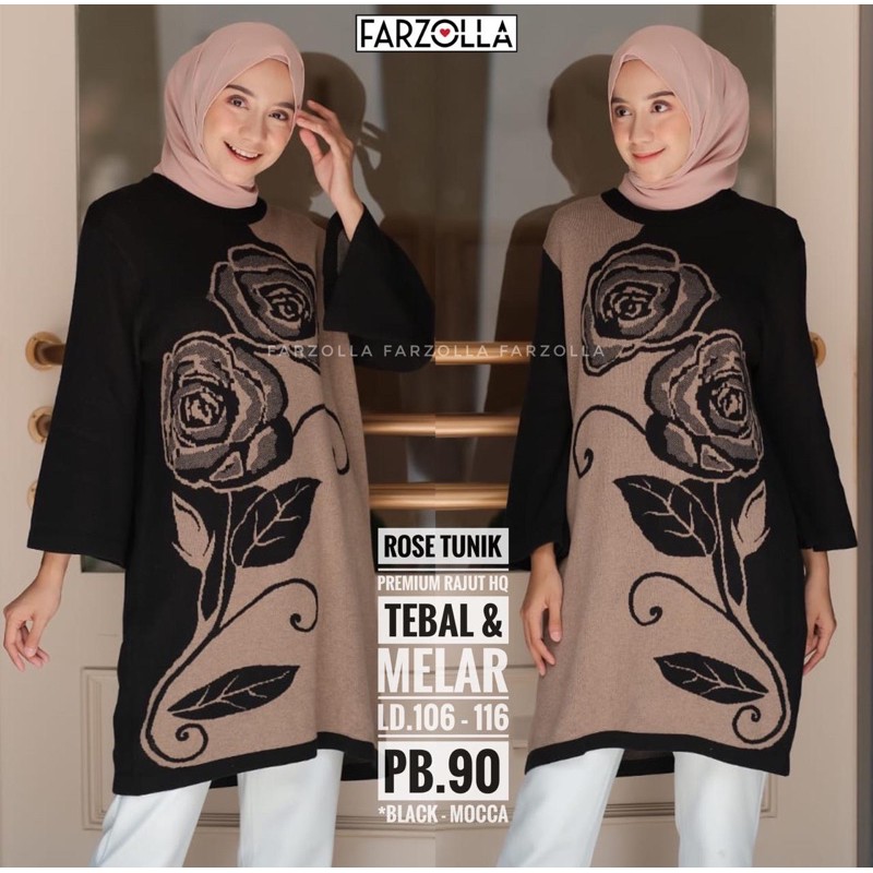Tunik Rajut Dewasa Motif Bunga Rose Tunik Original by Farzolla