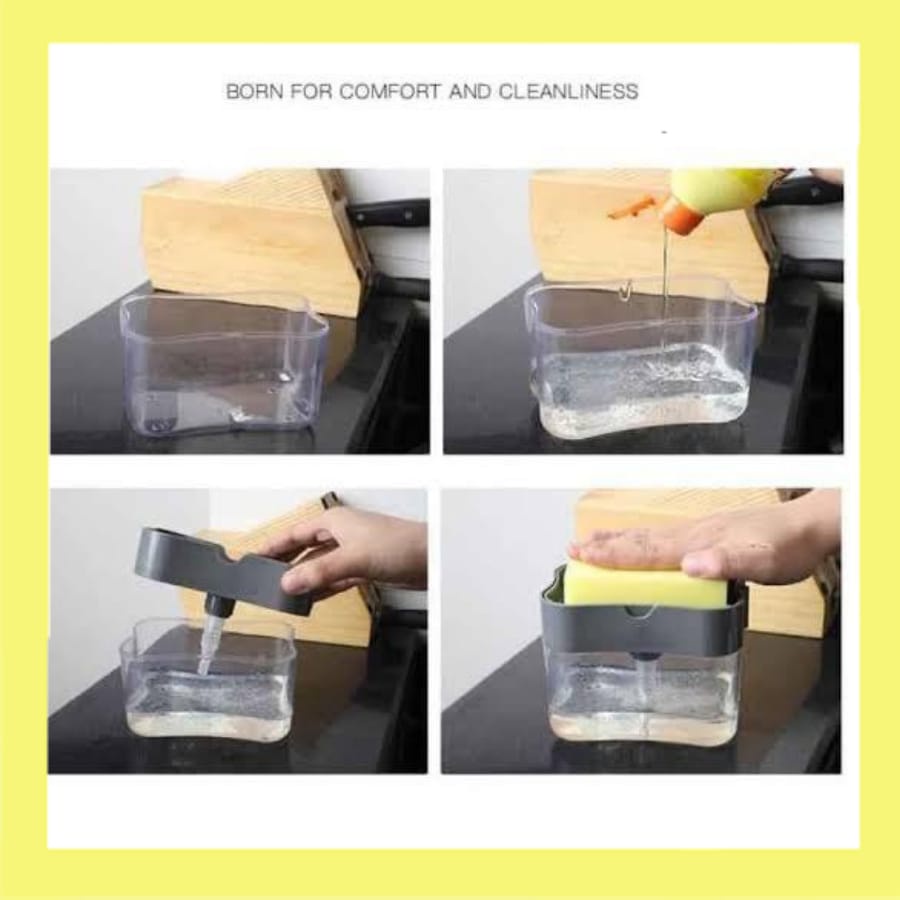 FS Dispenser Sponge Sabun &amp; Holder Spons Cuci Piring 2in1