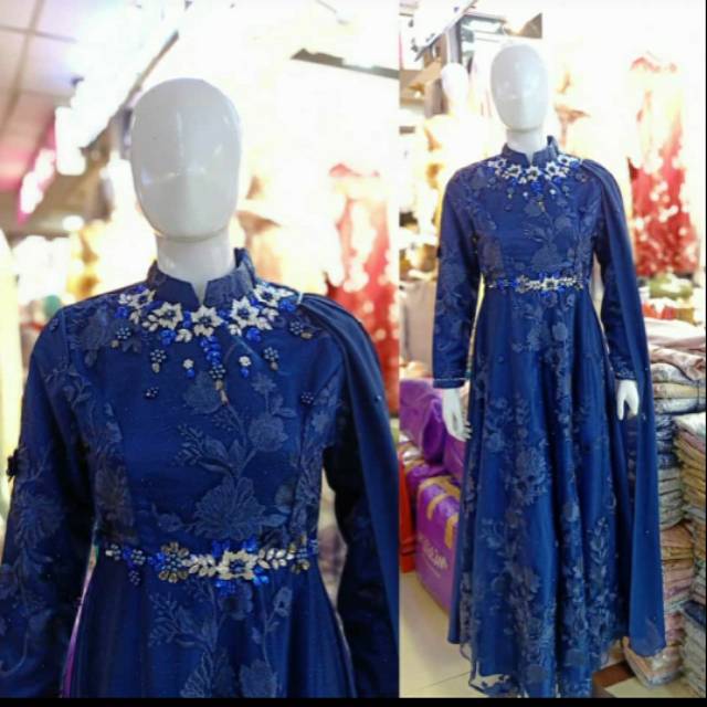 Gaun pesta muslim/gamis bridal kombinasi/gamis lamaran/dress pesta