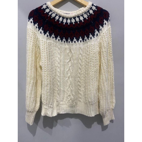 PRELOVED/ATASAN/SWEATER/RAJUT/TEBAL/VINTAGE/LENGAN BALON/BW