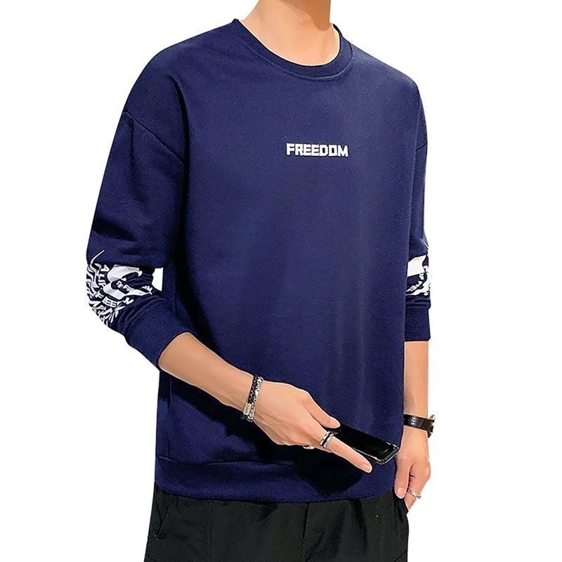 BAJU COWOK LENGAN PANJANG KAOS PRIA MOTIF FREEDOM FASHION PREMIUM