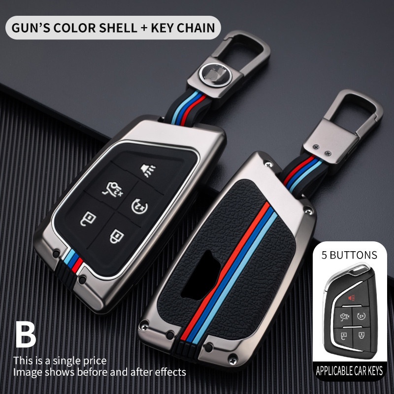 Case Holder Kunci Remote Mobil Keyless 5 Tombol Bahan Zinc Alloy Untuk Cadillac CT5 2019 2020