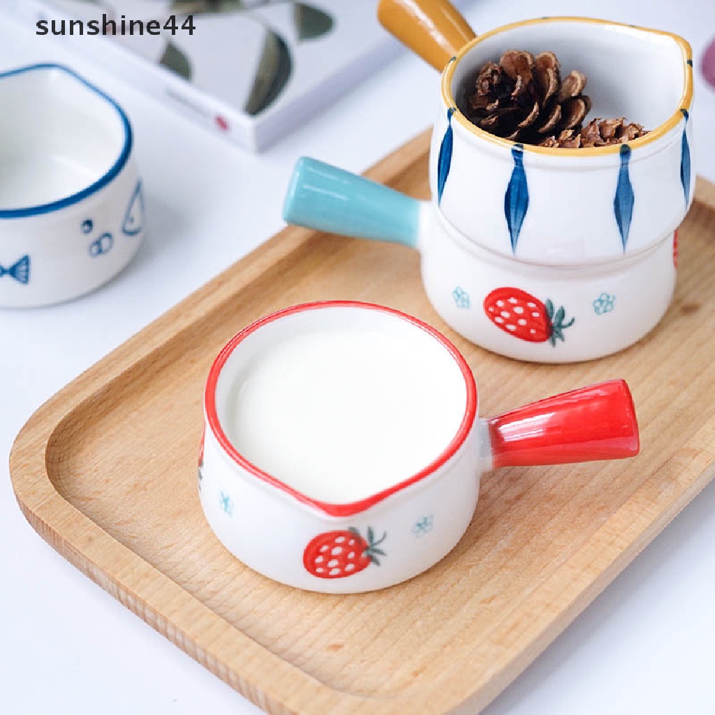 Sunshine Cangkir Susu / Krim Mini Multifungsi Bahan Keramik Dengan Gagang