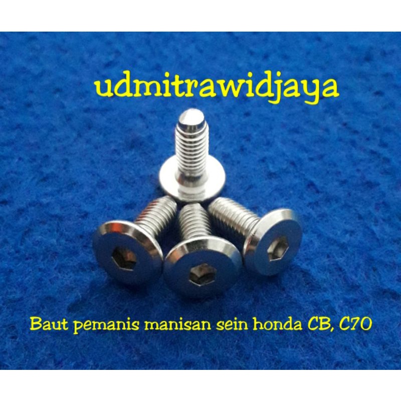 Baut L stainless pemanis manisan sein honda CB C70 1PCS baut manisan reting riting sen CB baud jcbc SS anti karat baut variasi probolt