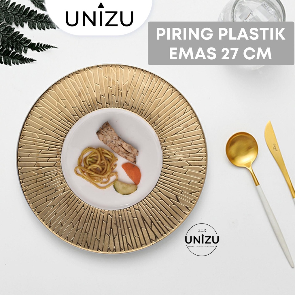 Unizu Piring Cantik Warna Gold untuk Piring Alas Foto Produk /  Piring Makan / Piring Saji / Nampan 