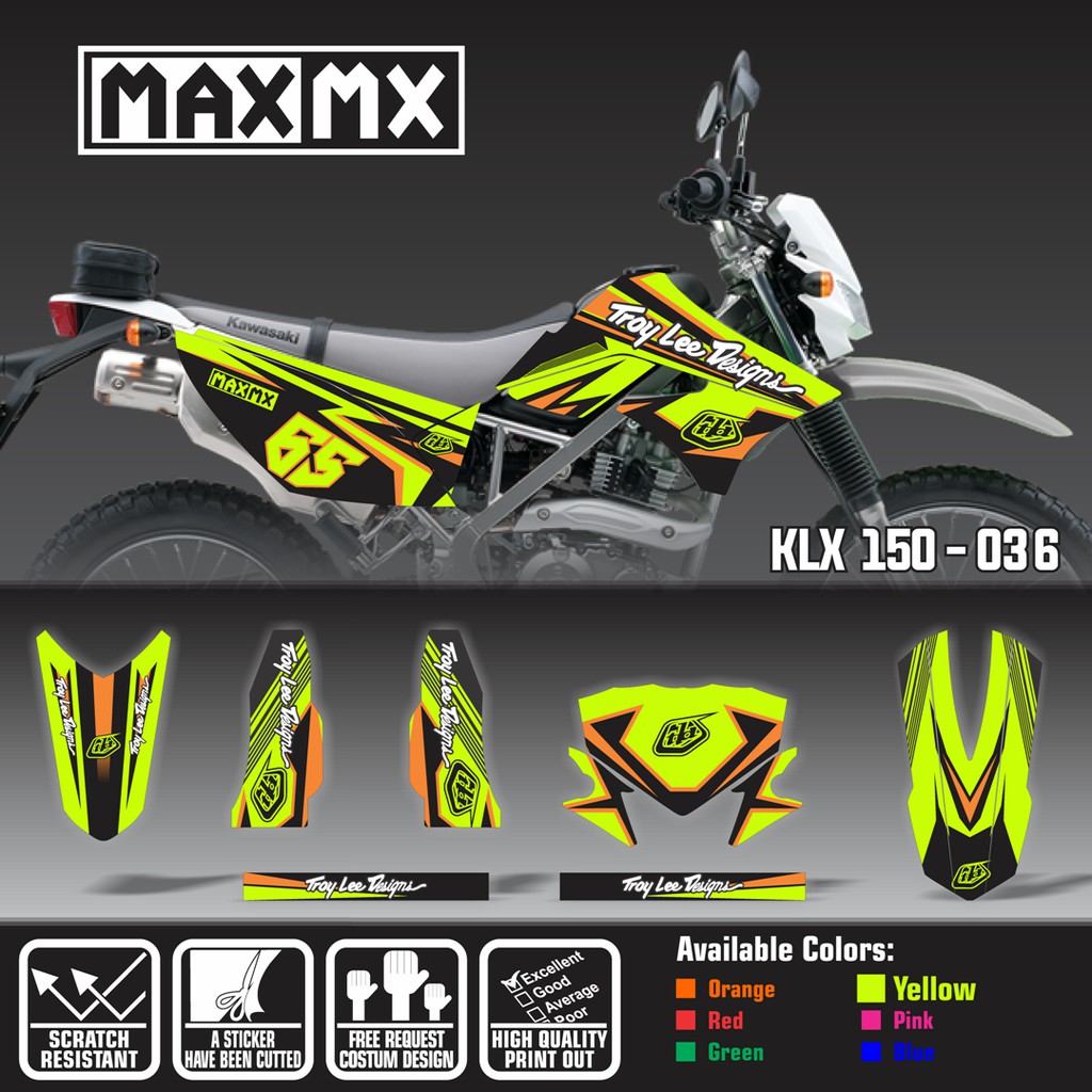 Decal Stiker KLX 150 Dekal Sticker Striping Troy Lee Design Custom Full Body KLX 150-036