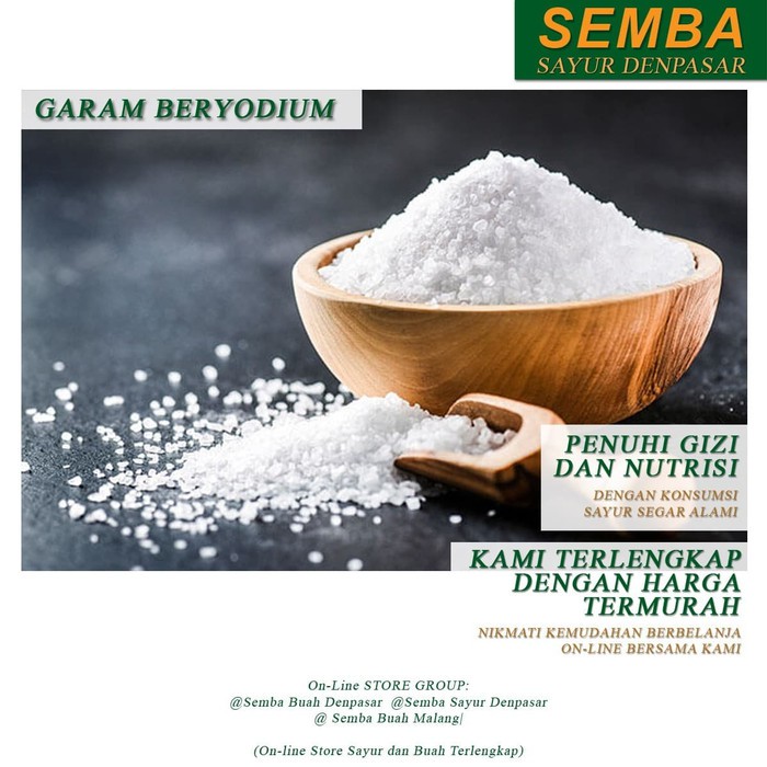 

GARAM DAPUR BERYODIUM sembako DENPASAR BALI bumbu dapur lauk seafood food bahan makanan murah