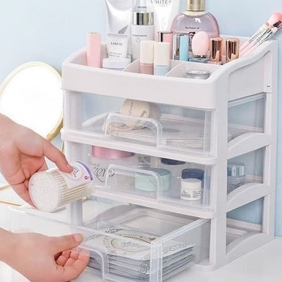 Rak BESAR Kosmetik 3 Laci Susun/Makeup Storage Organizer Multifungsi/Tempat Kosmetik/Kotak Kosmetik [SS]