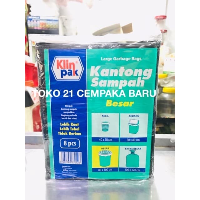 Klinpak Plastik Kantong Sampah BESAR 80 x 100 cm isi 8 pcs - Klin Pak