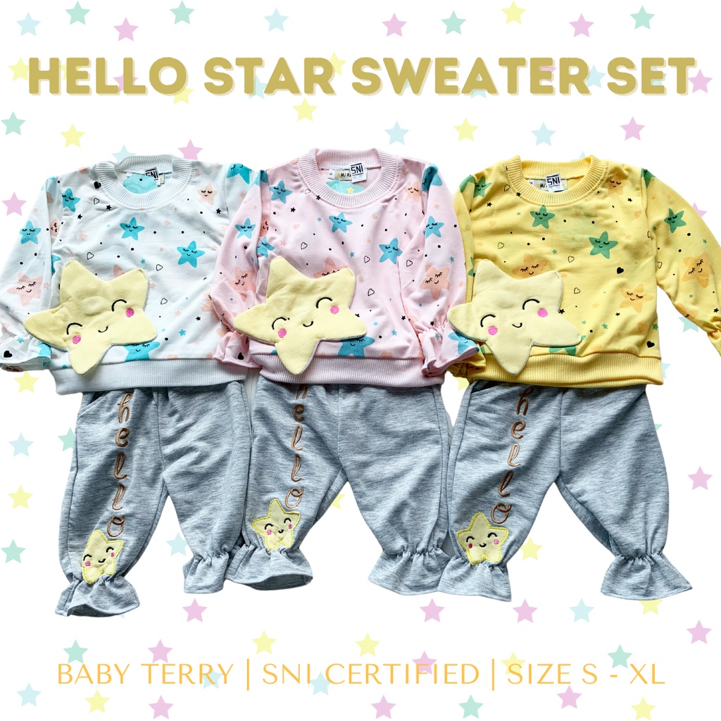 GROSIR hello star sweater set