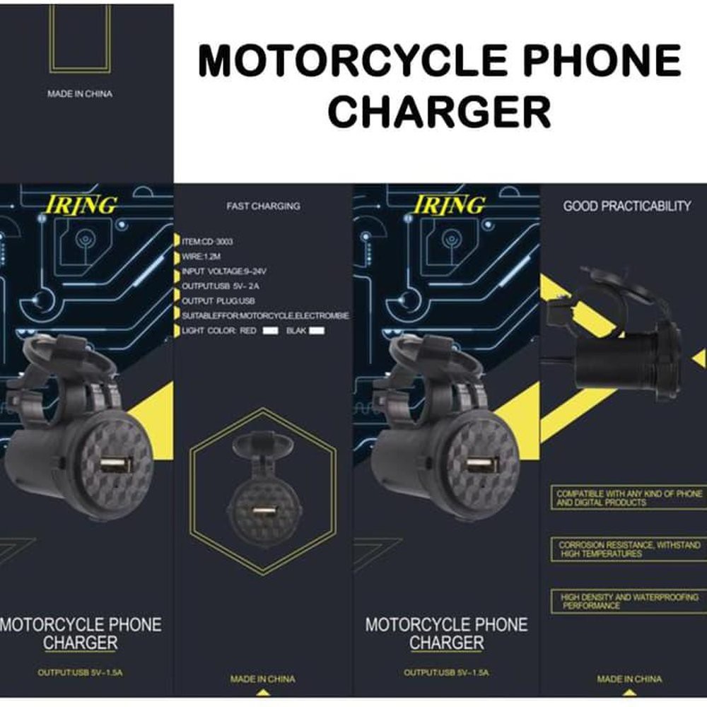 Alat Charger Hp di Motor Usb Waterproof Cas Aki Tombol ON OFF Charge Touring