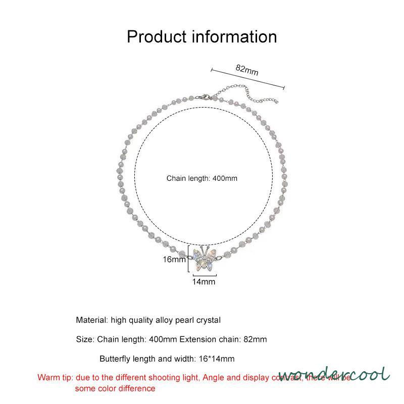 Kalung Kupu-kupu Mutiara Wanita Trendi All-Match Ringan Mewah Niche Kalung Rantai Tulang Selangka-Won
