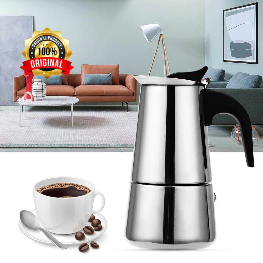 Mesin Kopi Espresso manual Espresso Coffee Maker Moka Pot Teko 300ml 6 Cup One Two Cups - Z20