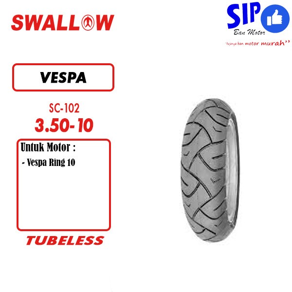 Ban Vespa Swallow SC-102 3.50/ 350 Ring 10 Tubeless