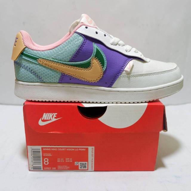 Nike court vision lo white purple green