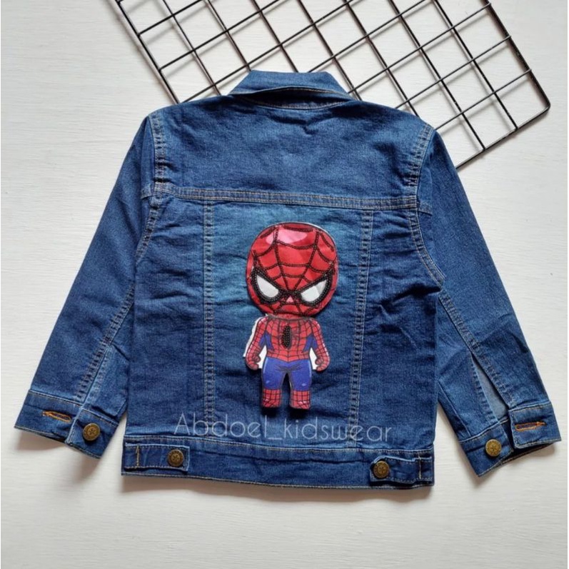 JAKET JEANS LED (NYALA) ANAK/JAKET JEANS SUPERHERO