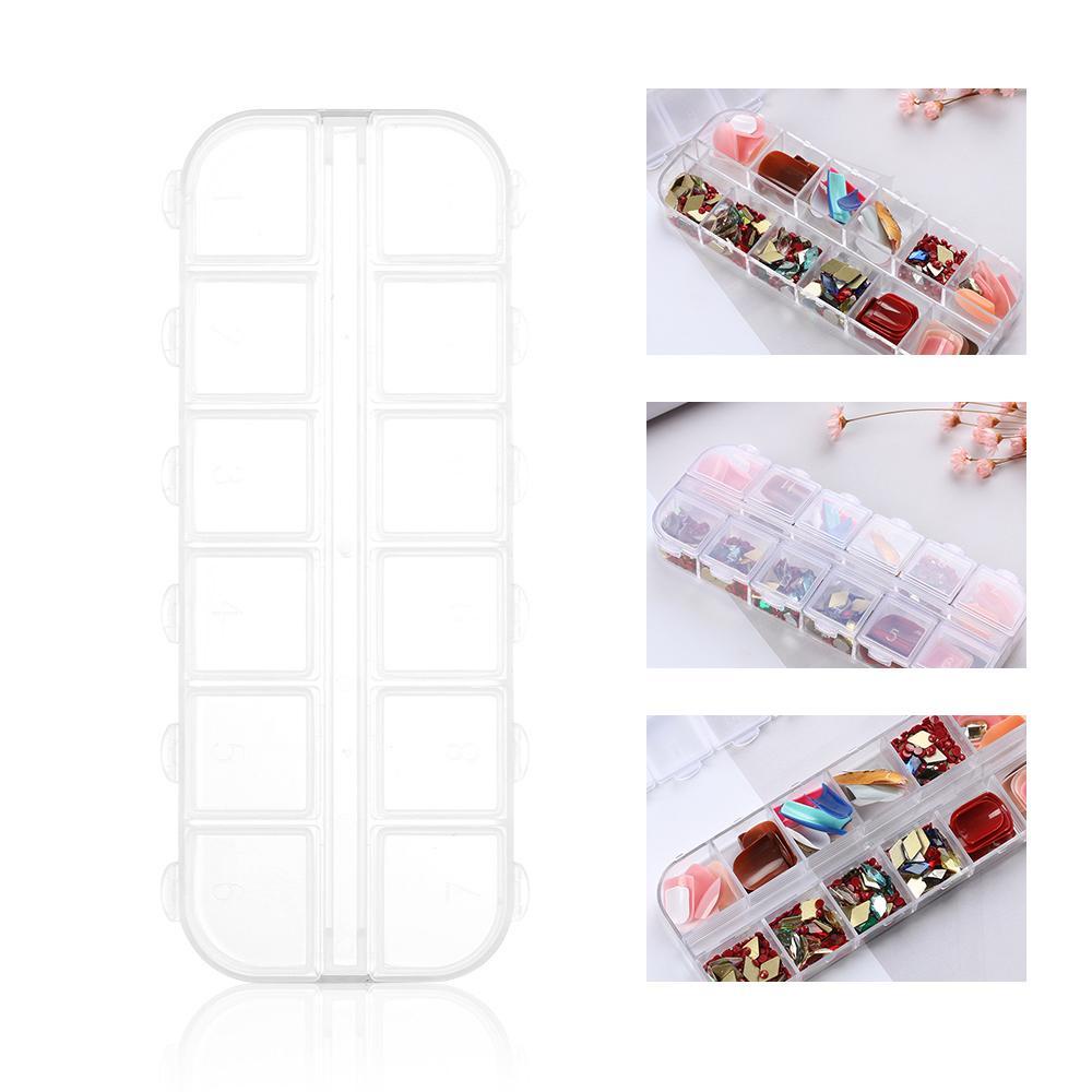 R-flower Kotak Organizer Obat 12 Sekat Bahan Plastik Transparan