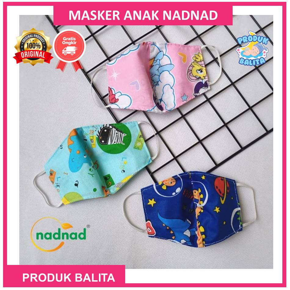 Masker Kain Anak 2 Lapis Masker Kain Earloop Masker Anak Motif Karakter Lucu