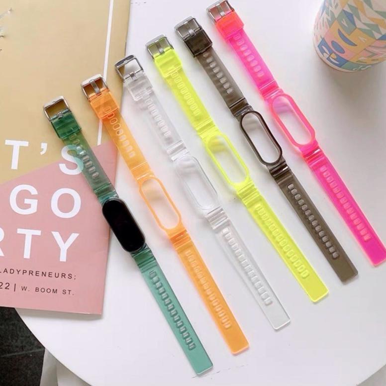 [[BISA COD]] STRAP MI BAND 3 MI BAND 4 MI BAND 5 GLACIER TRANSPARAN STRAP WARNA