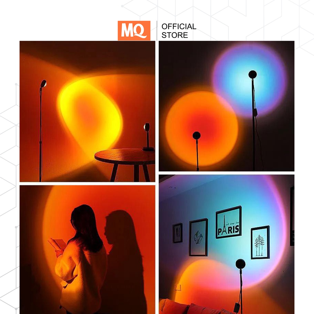 MQ sunset lamp Lampu Tidur Proyektor Led Motif Matahari Terbenam Warna Pelangi Kamar Tidur
