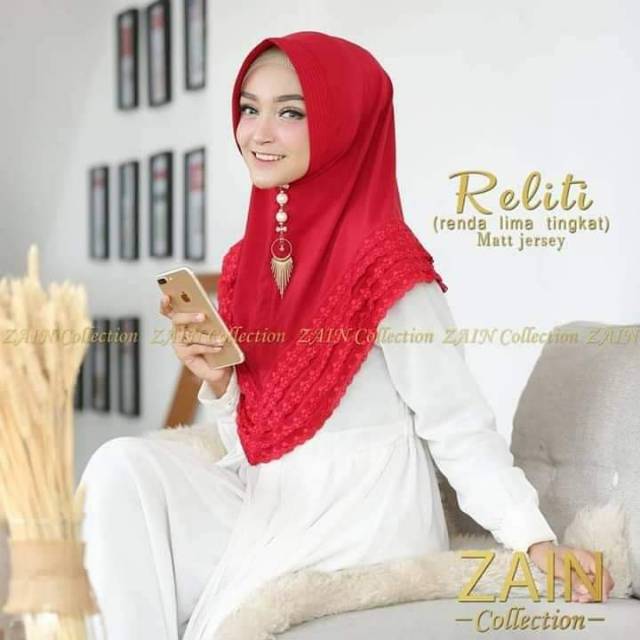 Jilbab reliti (renda lima tingkat)