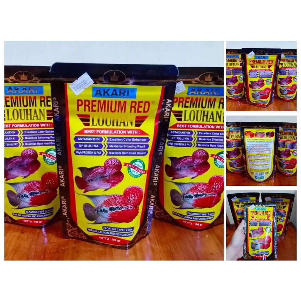 akari premium red louhan / makanan ikan louhan akari premium red