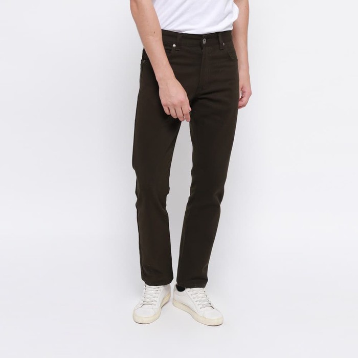 Edwin Celana Jeans Milan-018 Regular Fit Pria Panjang Army Green - Hijau Tua, 29 I7 Cuci gudang