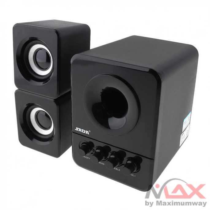 SADA D-203 Speaker Stereo 2.1 with Subwoofer &amp; USB Power Warna Hitam