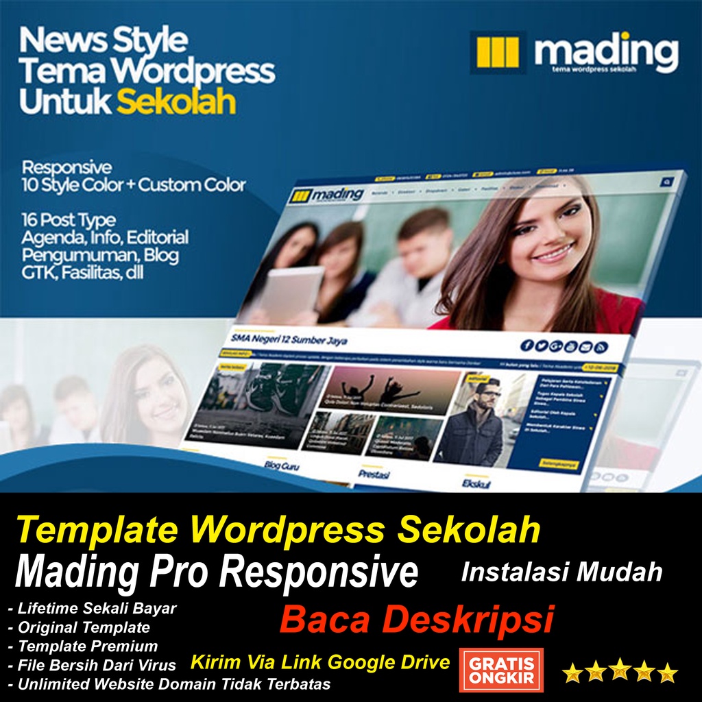 Template Wordpress Sekolah Mading Pro Responsive
